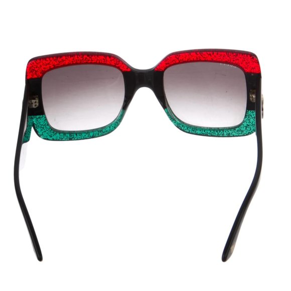 Gucci Red and Green Square Sunglasses main image 11